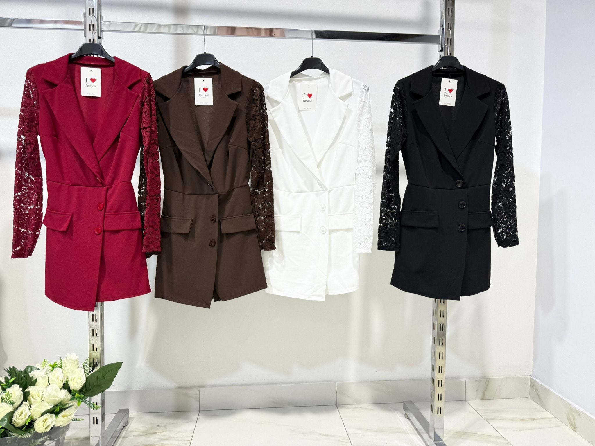 Vestito Giacca Manica Merletto